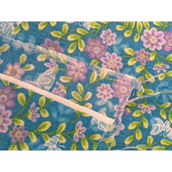 VTG Fabric  Pink Purple Blue Floral white Dot Quilting Sewing Cloth Art Crafts - Picture 15 of 16